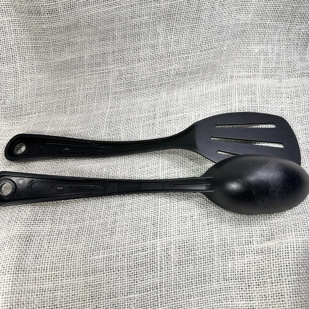 Tailor Made Products Nylon Spoon Slotted Spatula Black Heat Resistant 420F Set 2